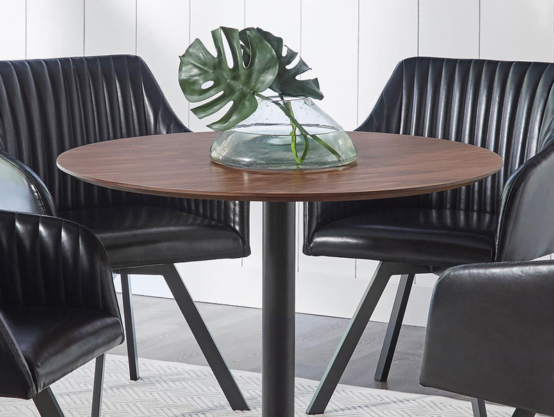 Benzara Round Wooden Top Modern Table