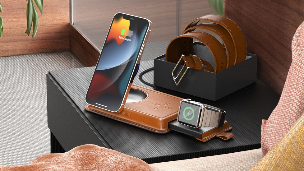 VogDUO 3-in-1 Magnetic Wireless Charger: Genuine leather design - Autonomous.ai