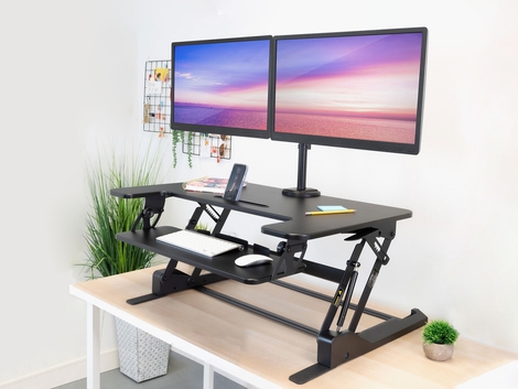 Mount-It! Sit-Stand Desk Converter with Dual Monitor Mount