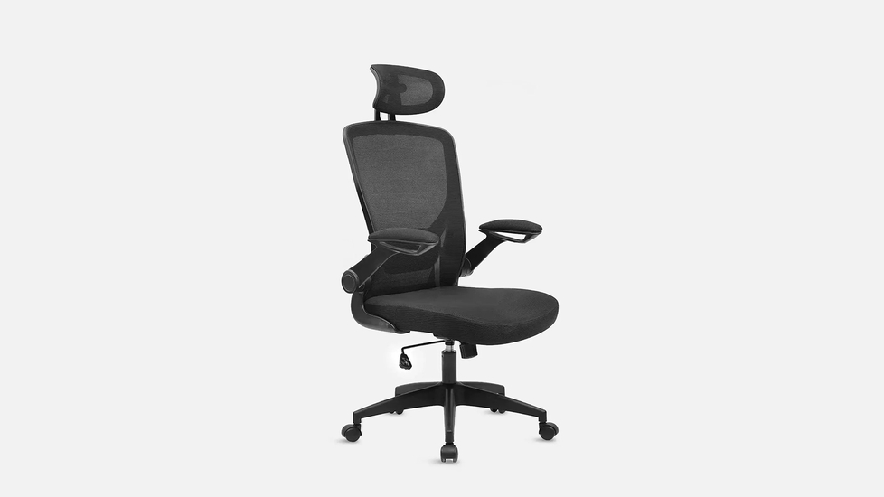 KERDOM Ergonomic Office Chair, Breathable Mesh Desk Chair with Headrest and Flip-Up Arms for Office,Gaming,Computer Lumbar Support Swivel Task Chair