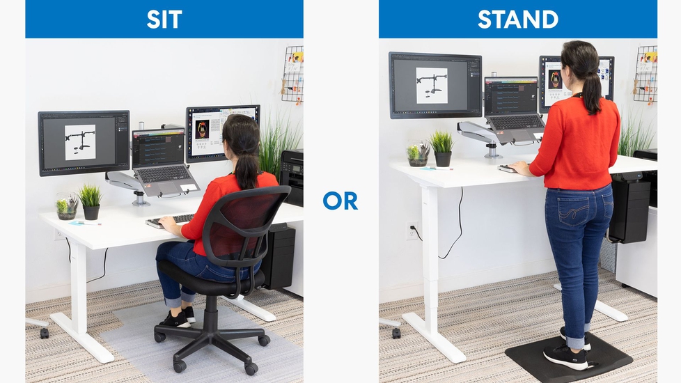 Integrated Electric Standing Desk with Monitor Mount, 1 Touch