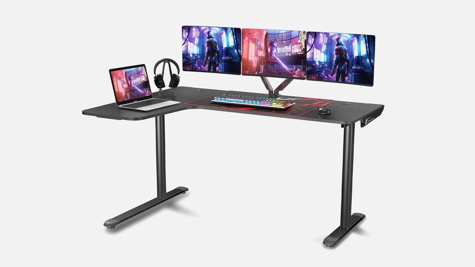 EUREKA ERGONOMIC Gaming Desk 47 Inch,PC Gaming Table, X Shaped Gaming  Computer Desk with Mouse Pad, Carbon Fiber Home Office Desk with Cup Holder  