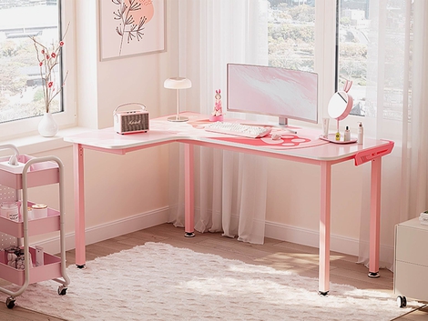 EUREKA ERGONOMIC L60 Computer Desk: Left Side, Pink