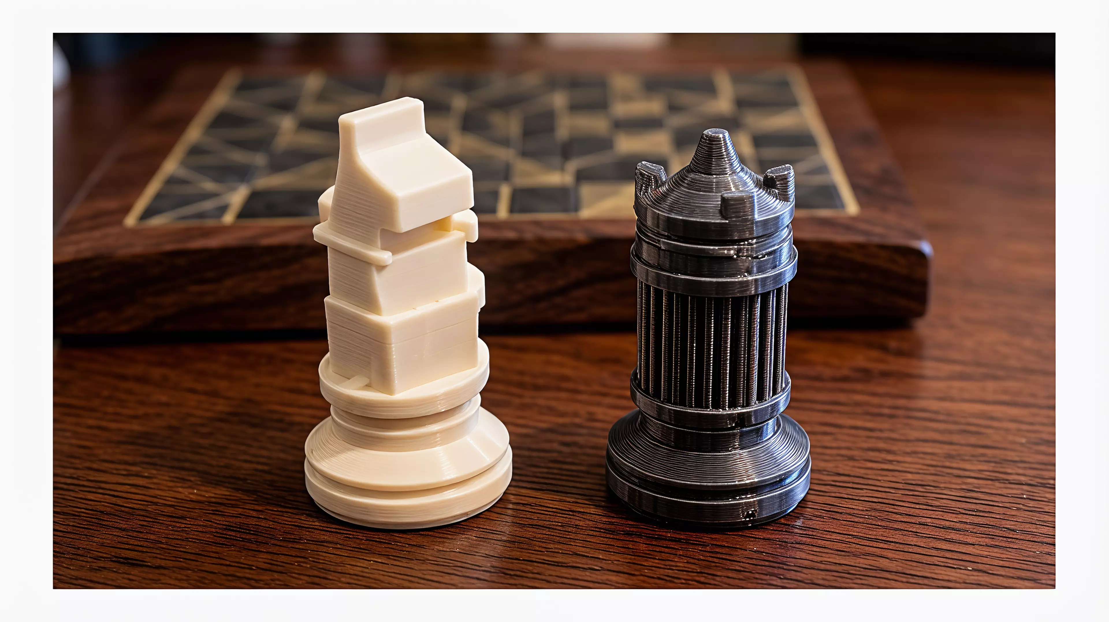 New York after midnight, translated into a complete architectural chess set with ordinary chess rules.

By Alice.