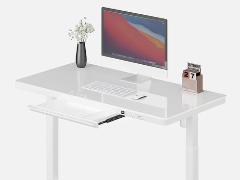 Aiterminal Ergonomic Tempered Glass Desk: USB ports /4 programmable