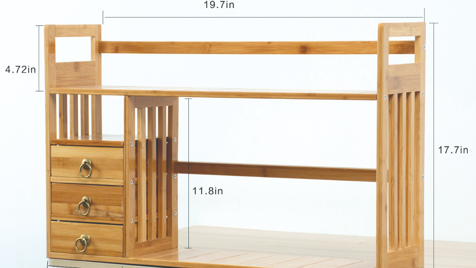Maydear Bamboo Desktop Bookshelf with 3 drawers: Double Layer - Autonomous.ai