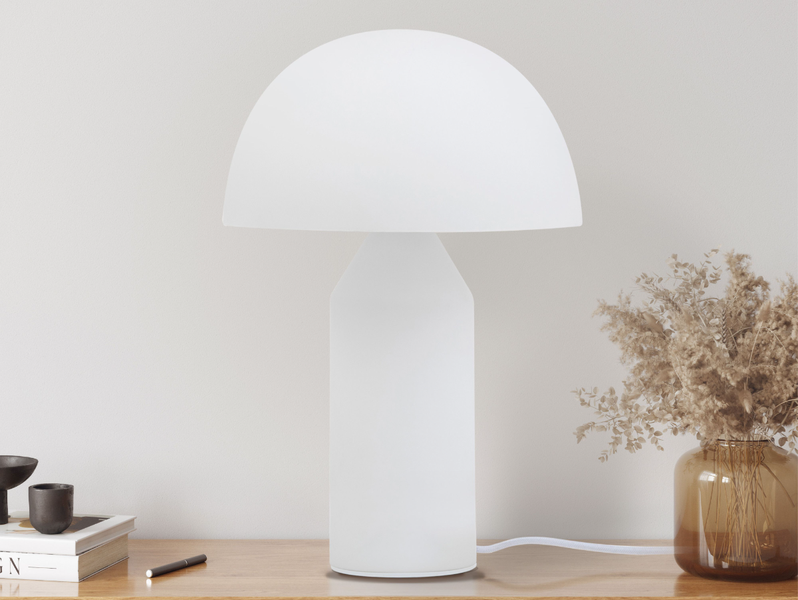 Brightech Venus 14 in. Frosted Glass Modern Integrated LED Bedside Table Lamp