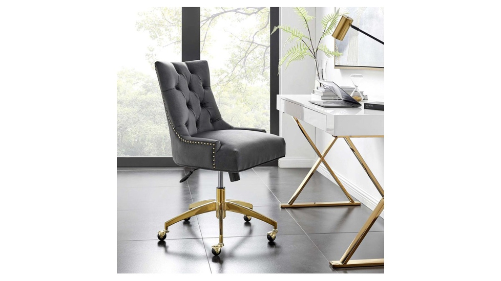 Grey velvet office chairs cheap