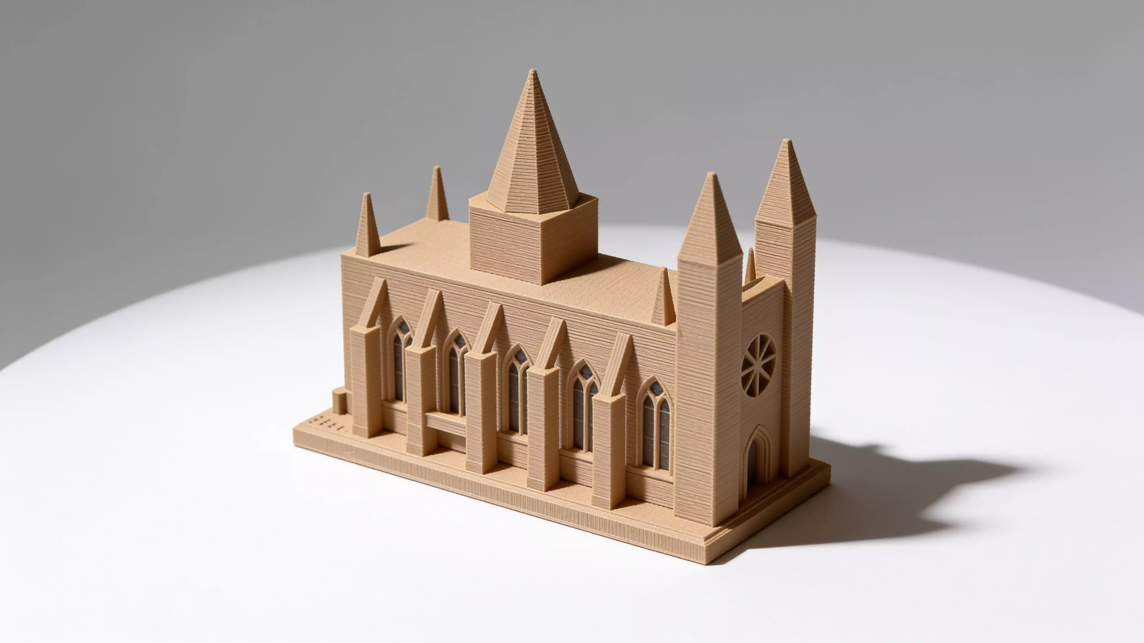 The Calibration Cathedral is a Gothic micro-cathedral that is secretly a complete FDM torture test: self-supporting pointed-arch windows, a graduated flying-buttress overhang staircase, tapered spires and pinnacles for bed adhesion and fine detail, a bridging rose window, a print-in-place captured…