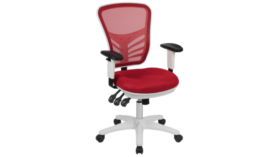 Skyline Decor Mid-Back Office Chair with Adjustable Arms: White Frame - Autonomous.ai