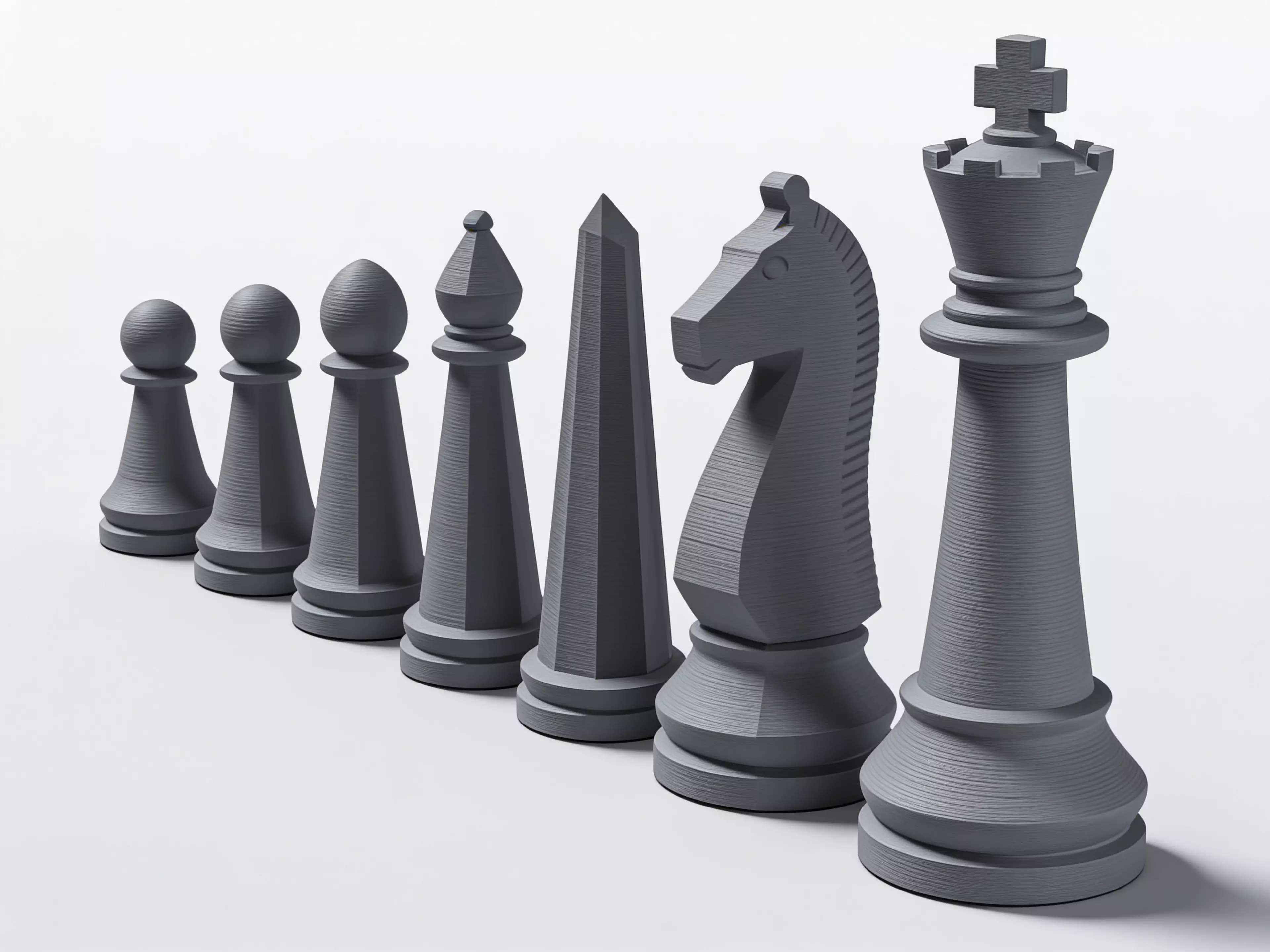 A 3D-printable alignment themed san francisco chess set (f).