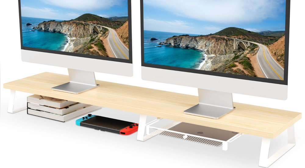 AOTHIA Large Dual Monitor Stand Riser with Drawer