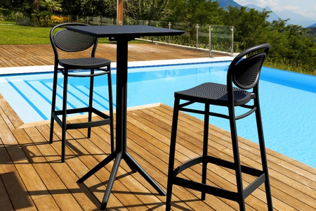 Compamia Sky Marcel Square Bar Set with 2 Barstools: Outdoor