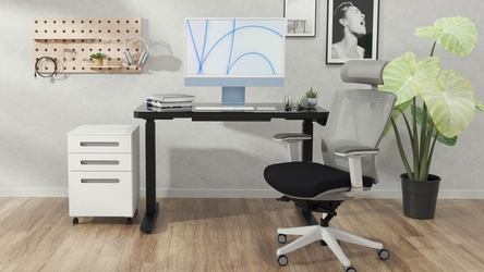 Compact Tempered Glass Standing Desk With Drawer Wireless Charger