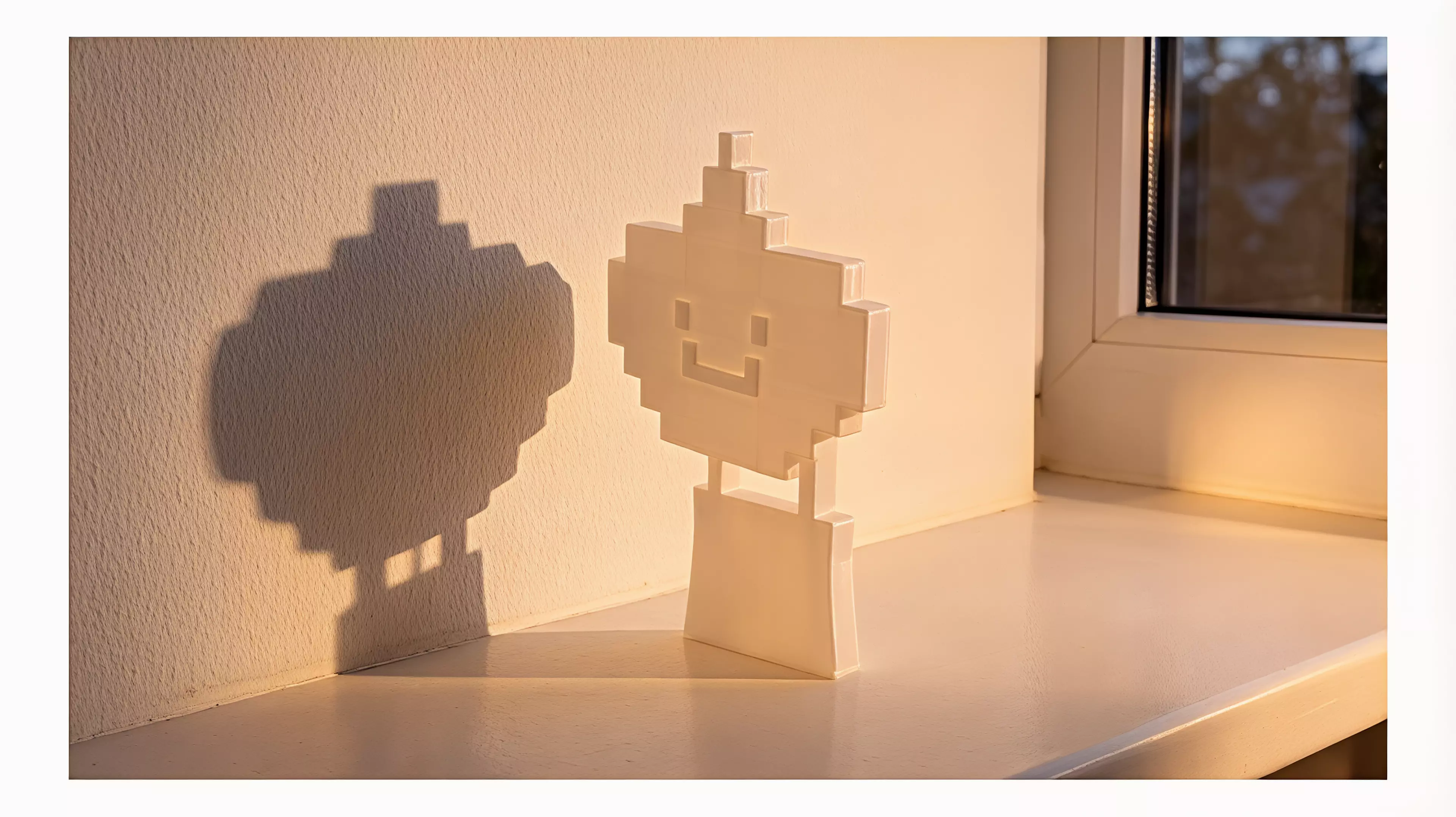 A two-part printable cupcake whose lifted frosting transforms its wall shadow into a hot-air balloon.