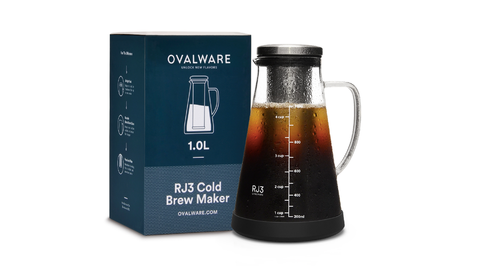 Ovalware RJ3 Airtight Cold Brew Iced Coffee Maker and Tea Infuser 1.0L /  34oz