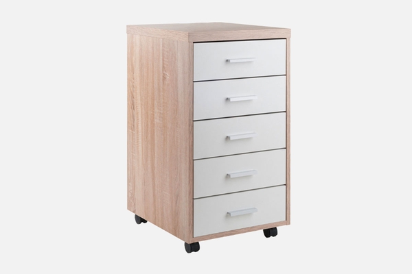 Skyline Décor Kenner 5-Drawer Cabinet, Reclaimed Wood and White