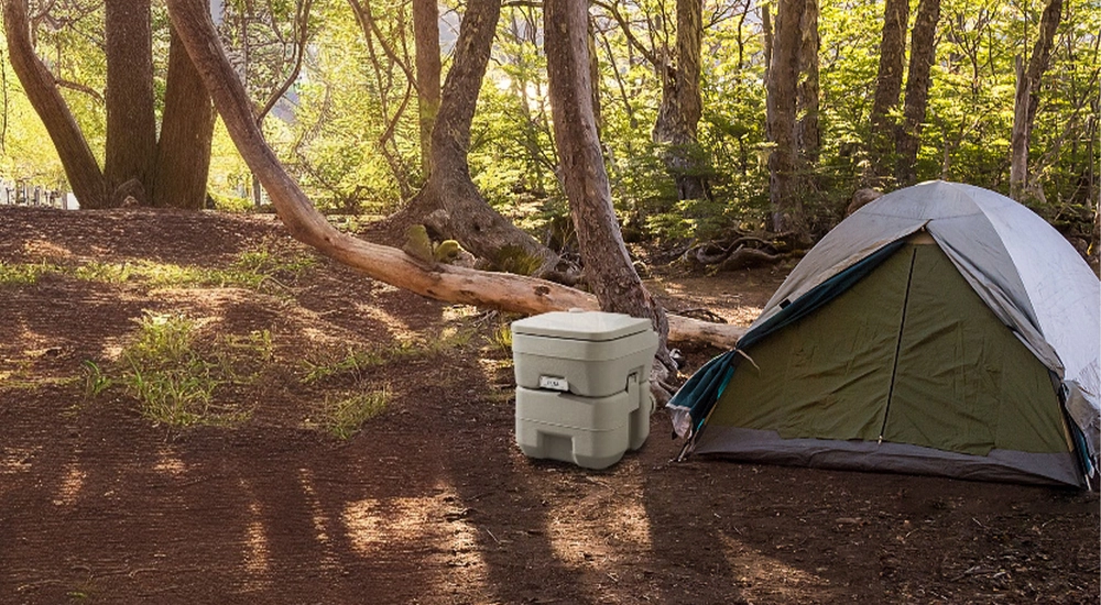 VIVZONE 5 Gallon Brown Portable Camping Toilet Set: Portable Toilet