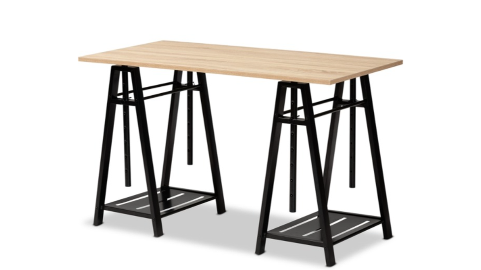 Skyline Decor Oak  Wood And Black Metal Desk: Height Adjustable - Autonomous.ai