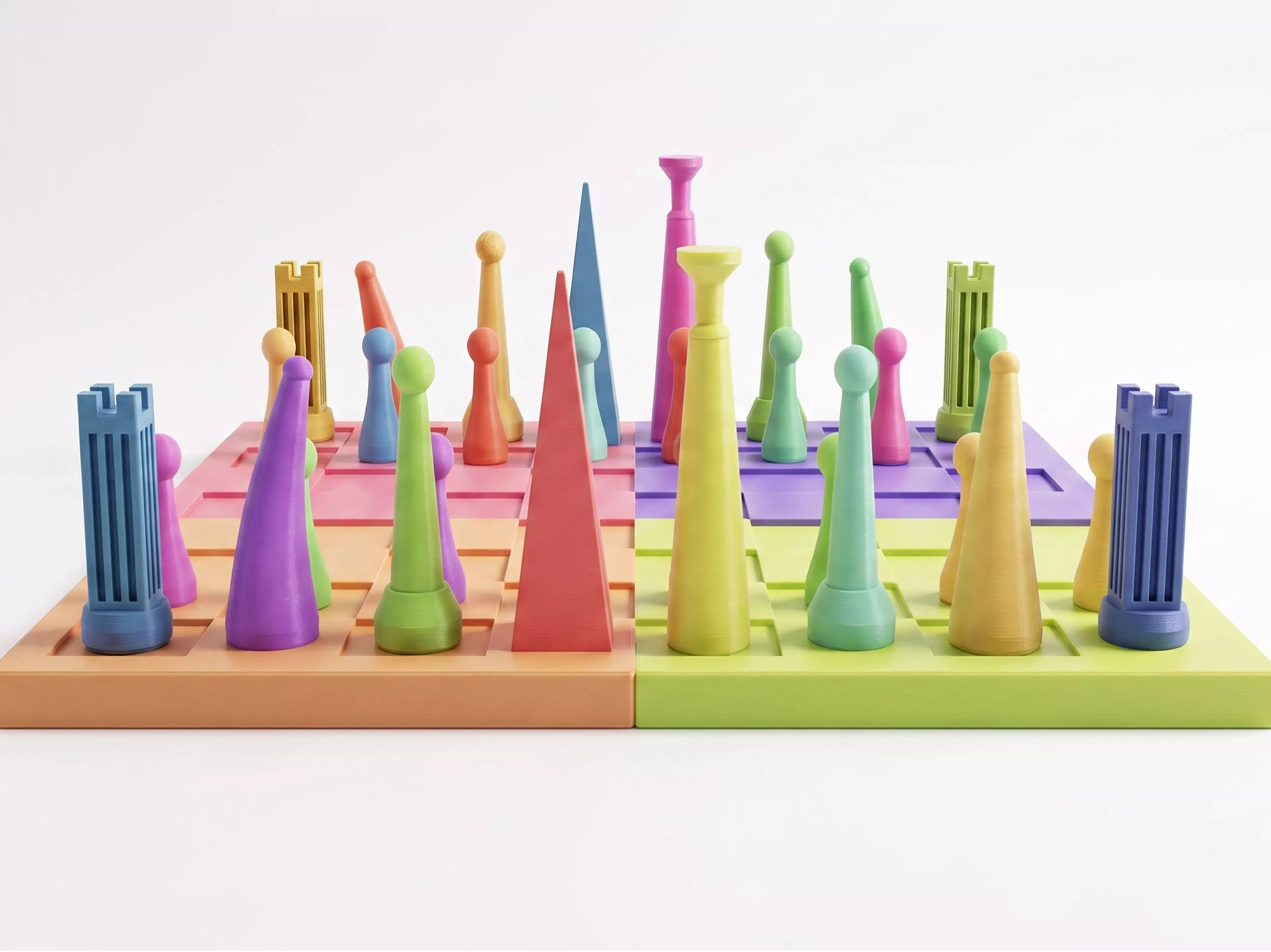 A 3D-printable 2030 sf chess set (f).