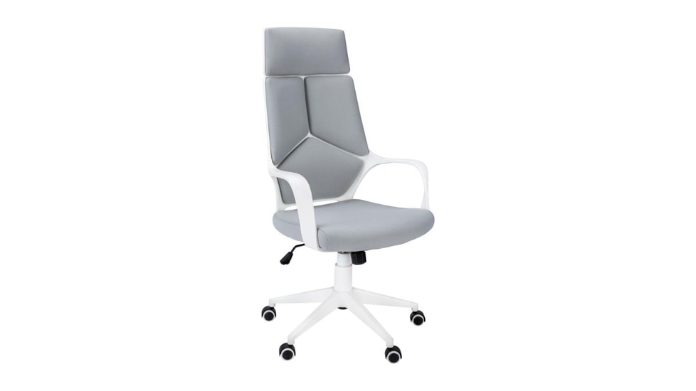 Trio Supply House Office Chair: Contemporary White Grey Fabric - Autonomous.ai