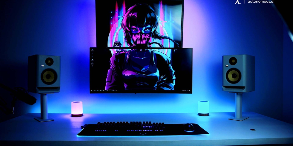 Pink and Blue Gaming Setup for PC Gamers