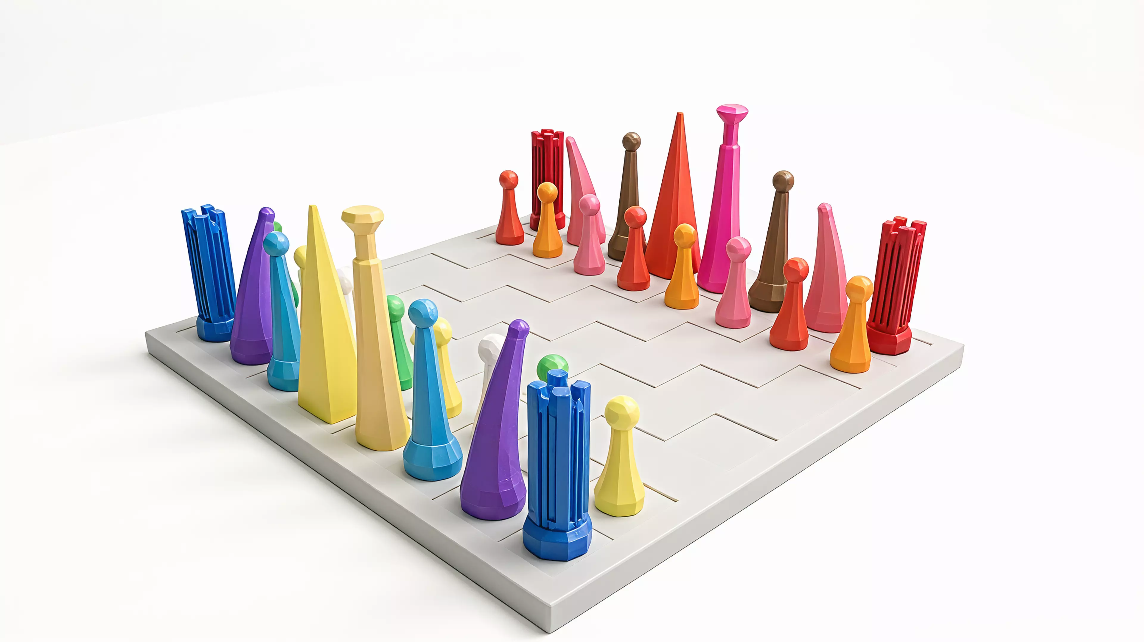 A 3D-printable 2030 sf chess set (f).