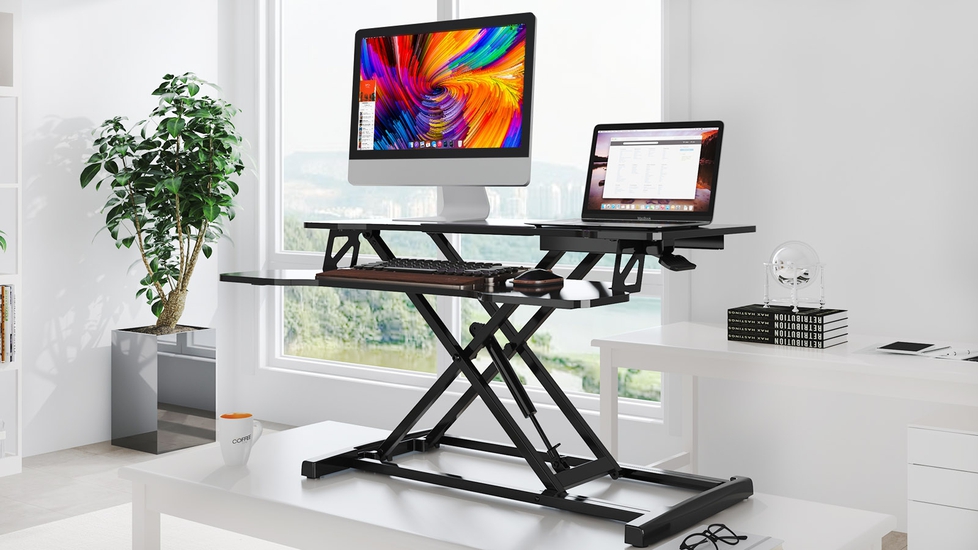 FENGE Standing Desk Converter: 32'' Height-adjustable - Autonomous.ai