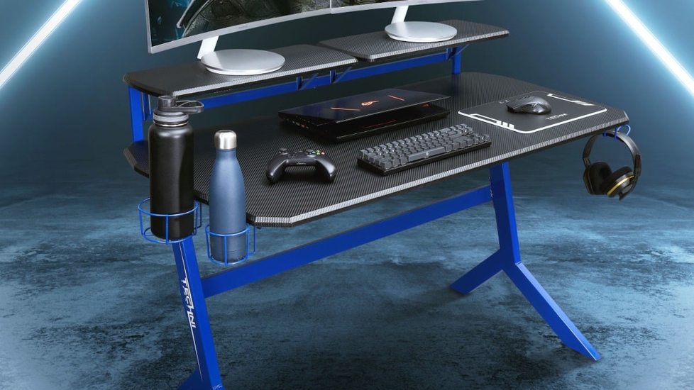 Techni Mobili Blue Stryker Gaming Desk - Autonomous.ai
