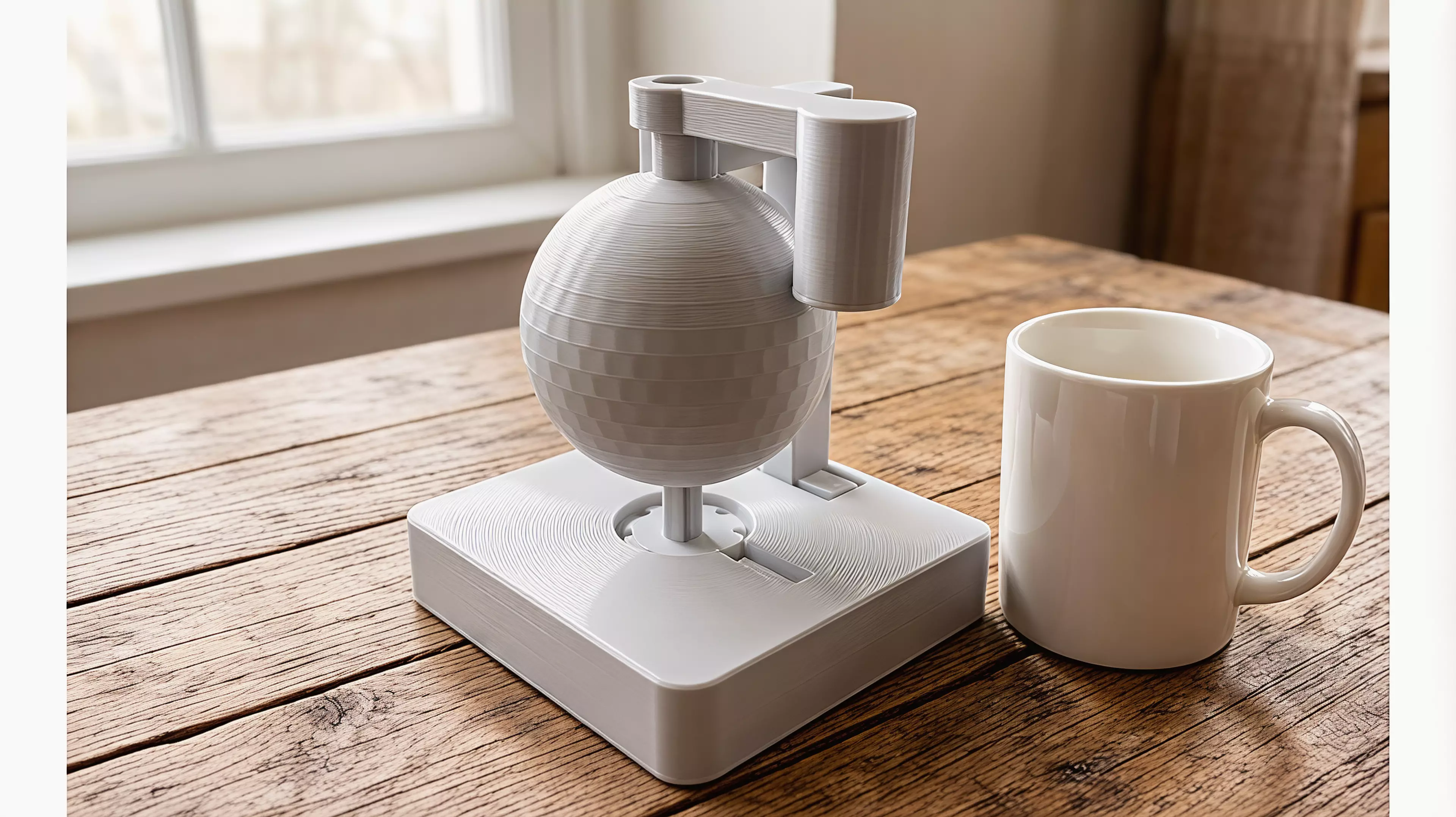 A hand-cranked desk toy designed to display eight lunar phases.