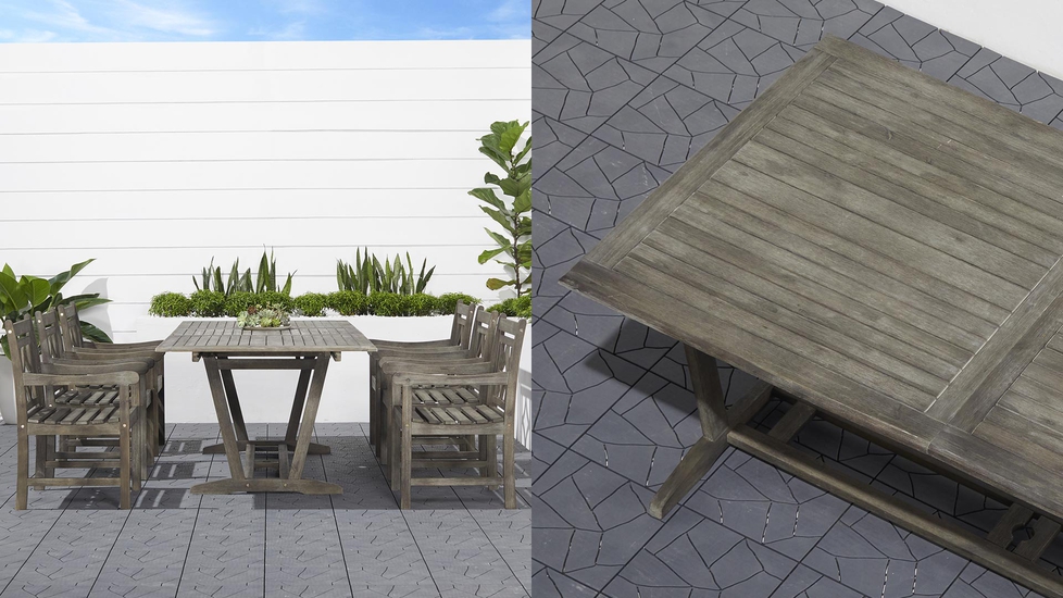 Renaissance Outdoor Wood Patio Extendable Table Dining Set - Autonomous.ai